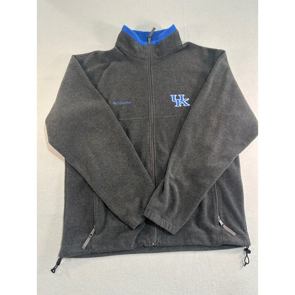 Columbia Fleece Jacket Mens L Gray University of Kentucky Wildcats Full Zip UK